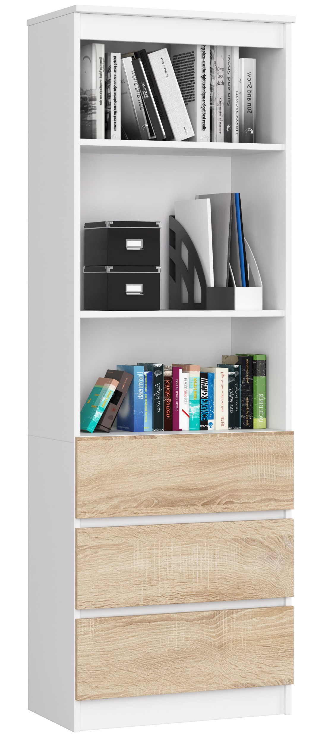 Regál R60 3SZ2P bílá/dub sonoma