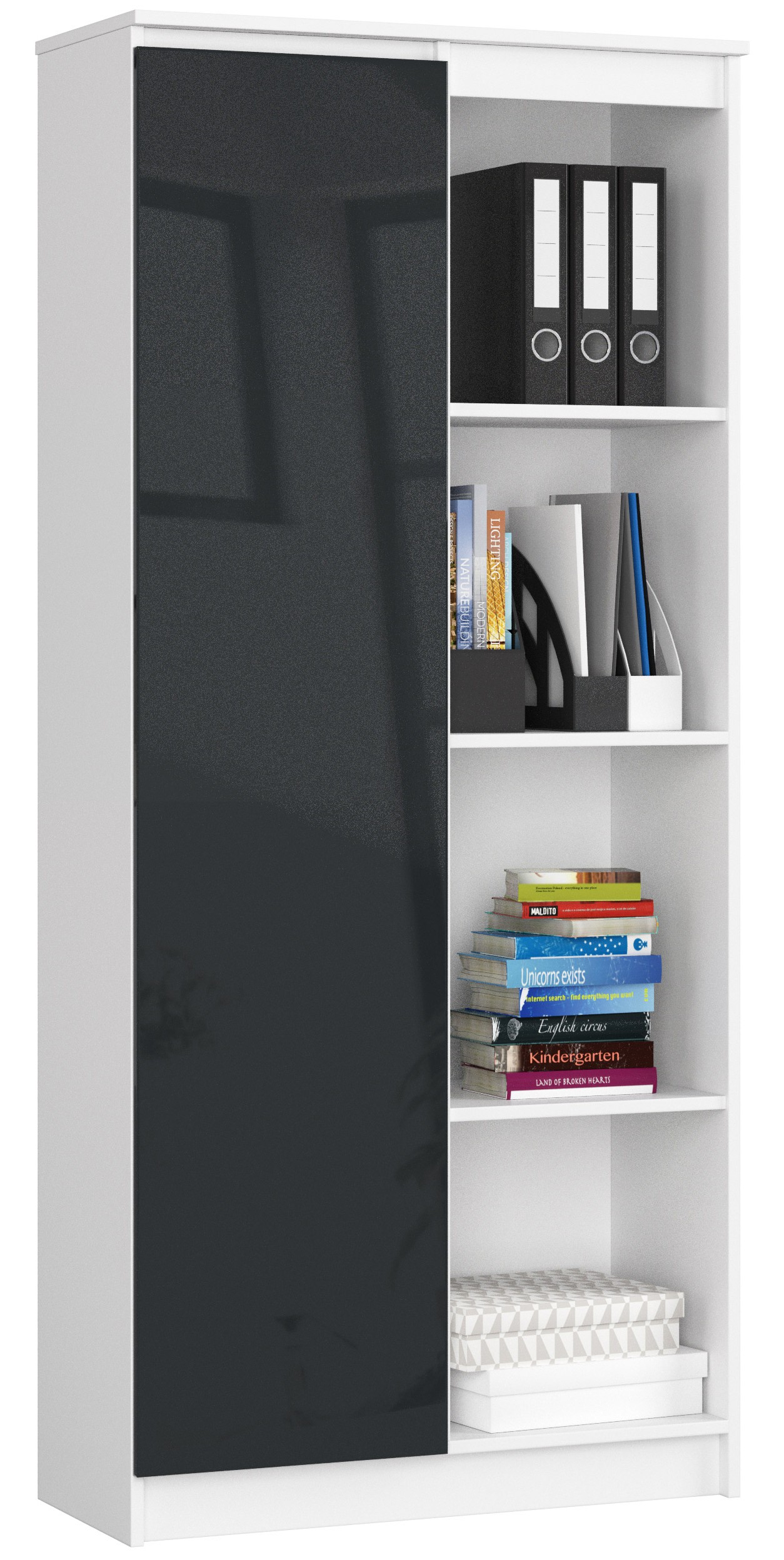 Regál R80 1D4P bílá/grafitový lesk