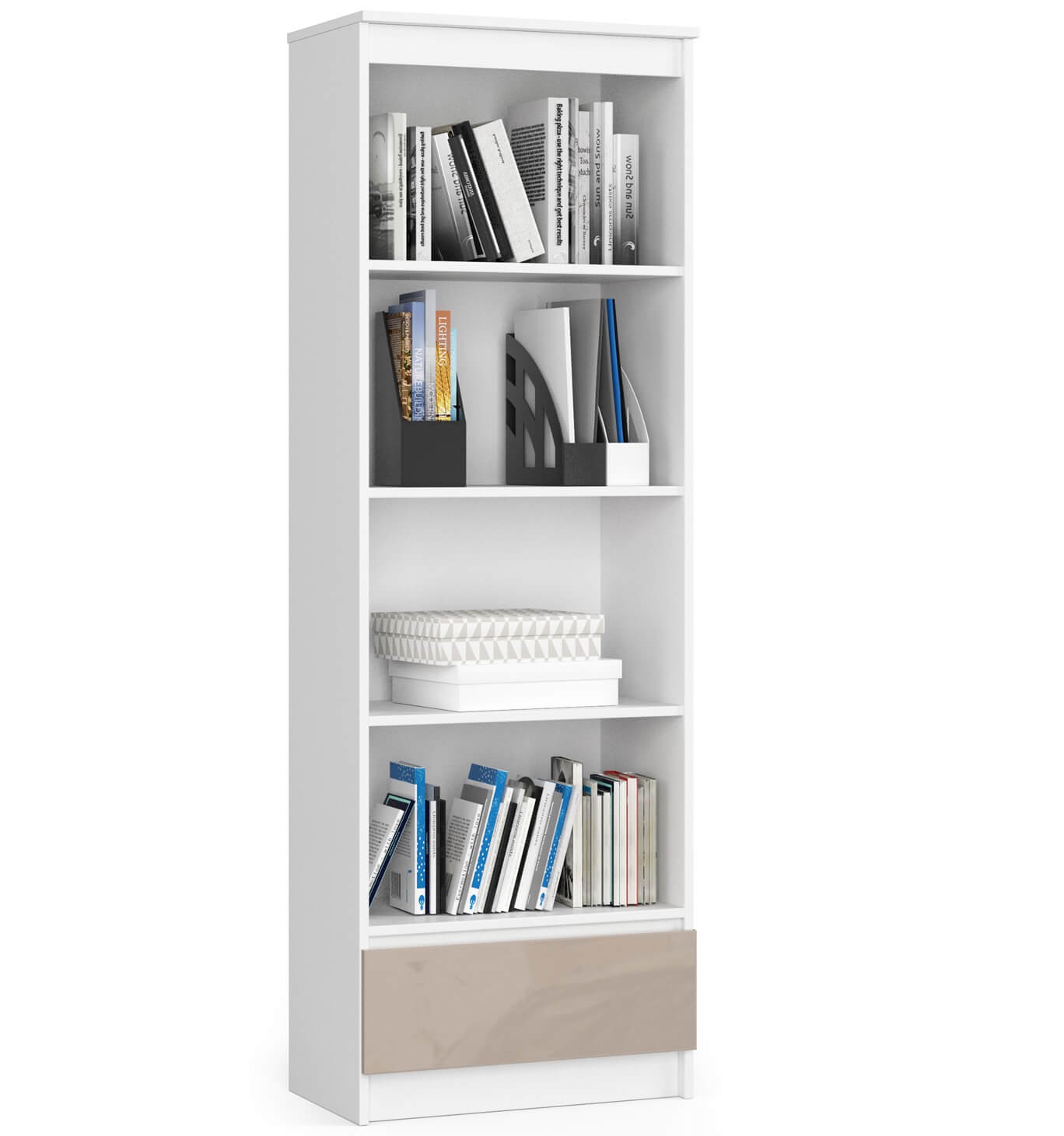 Regál R60 1SZ4P bílá/cappuccino lesk