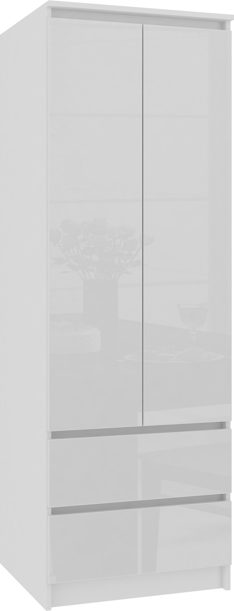 Šatní skříň Star S60 2D2SZ bílá/bílý lesk