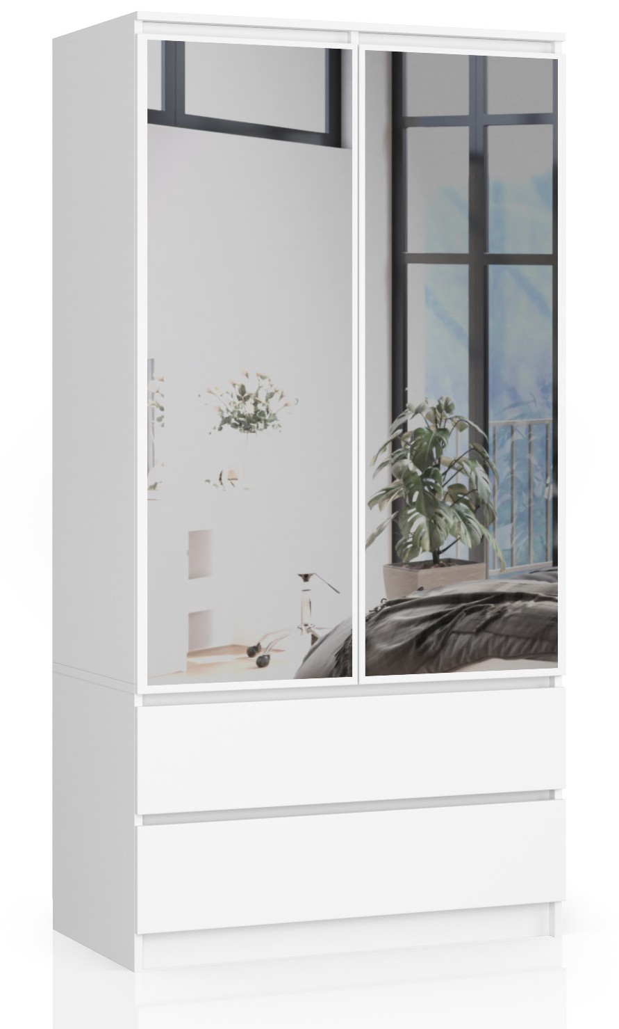 Šatní skříň S90 2D2SZ se zrcadlem bílá