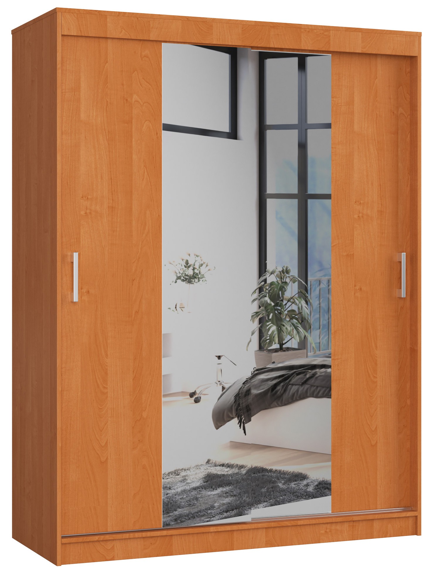 Šatní skříň posuvná se zrcadlem 150 cm olše