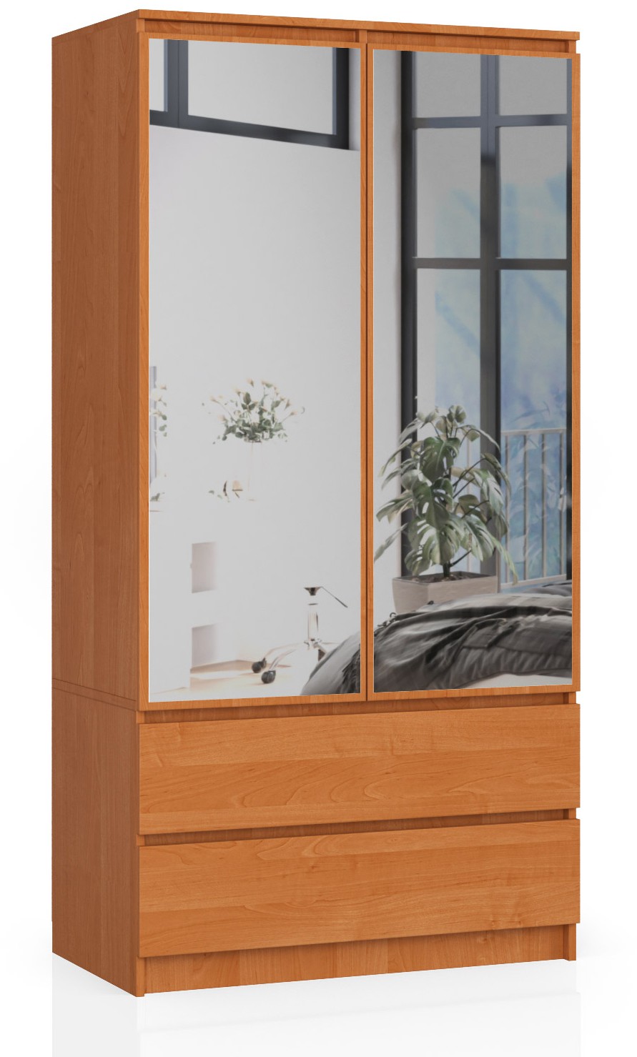 Šatní skříň S90 2D2SZ se zrcadlem olše