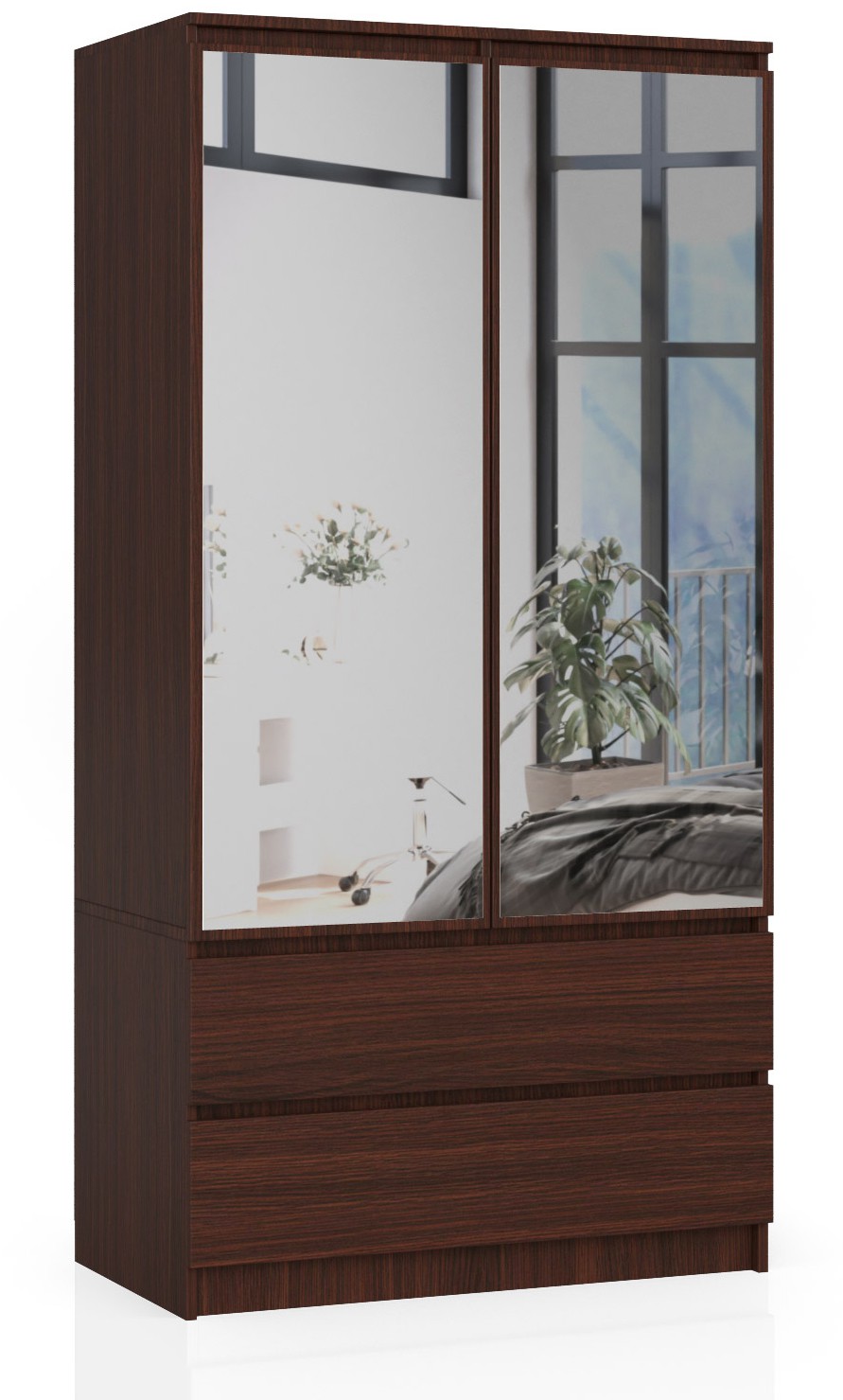 Šatní skříň S90 2D2SZ se zrcadlem wenge