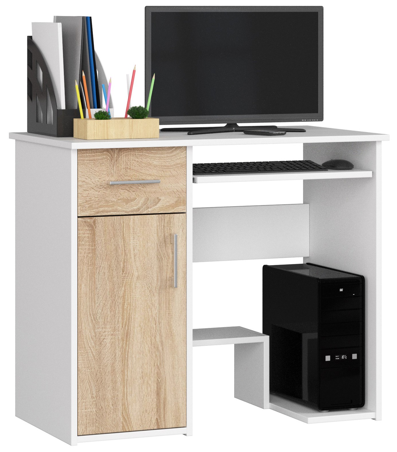 Počítačový stůl Jay - bílá/dub sonoma