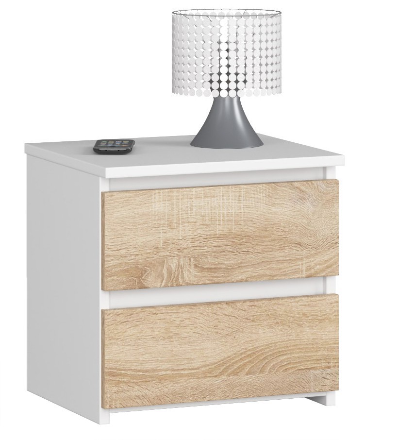 Noční stolek CL2 2SZ CLP bílá/dub sonoma