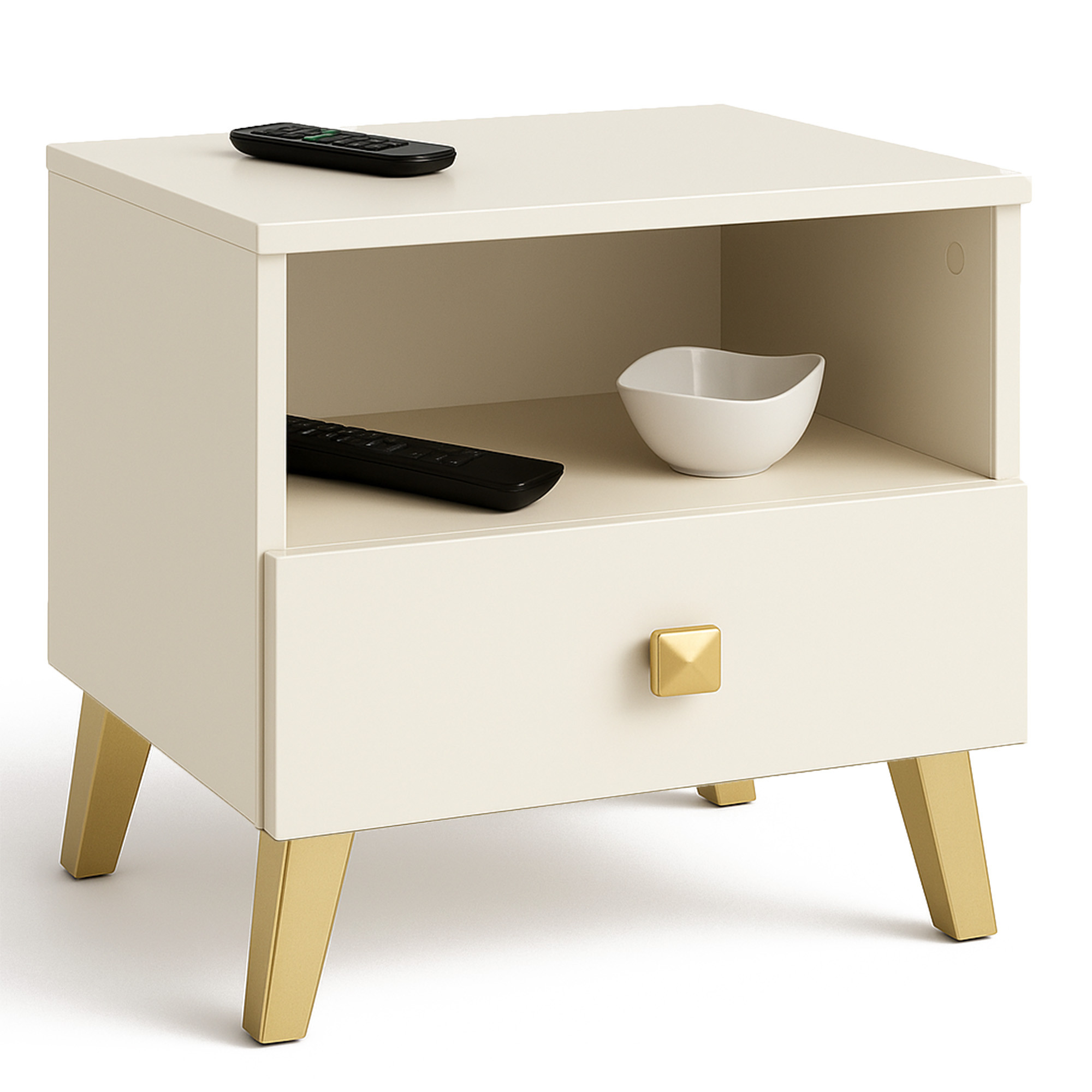 Noční stolek Mobi K01 kašmír/zlatá
