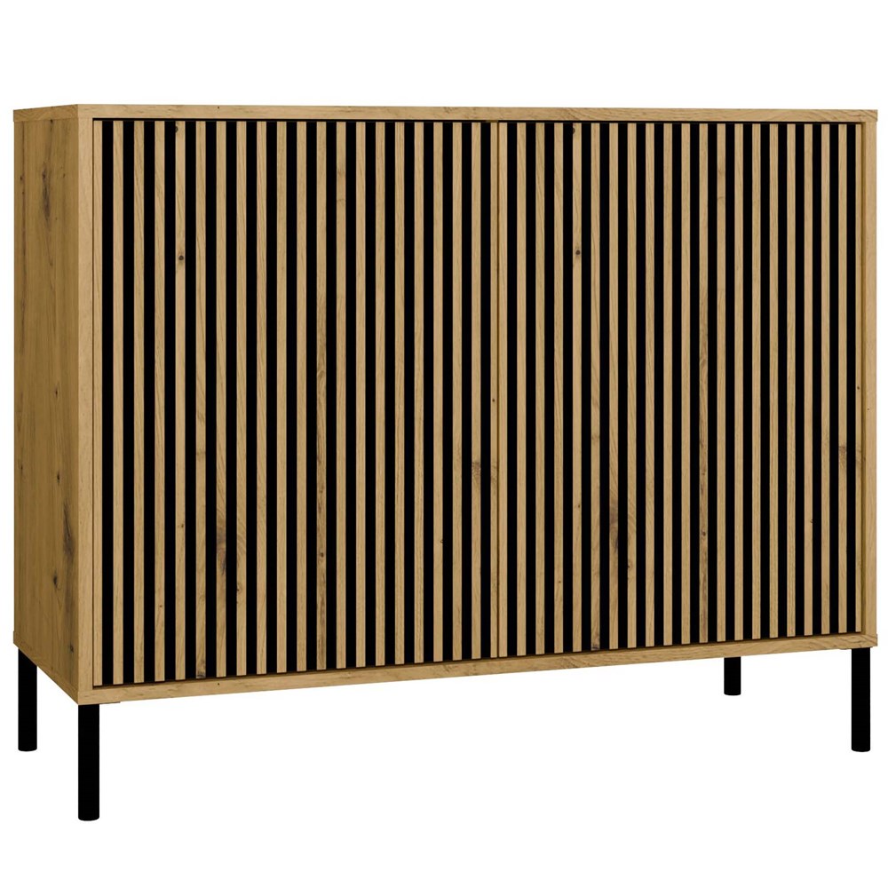 Komoda KAMARO 2D SLIM Dub Artisan přední rýhované čelo