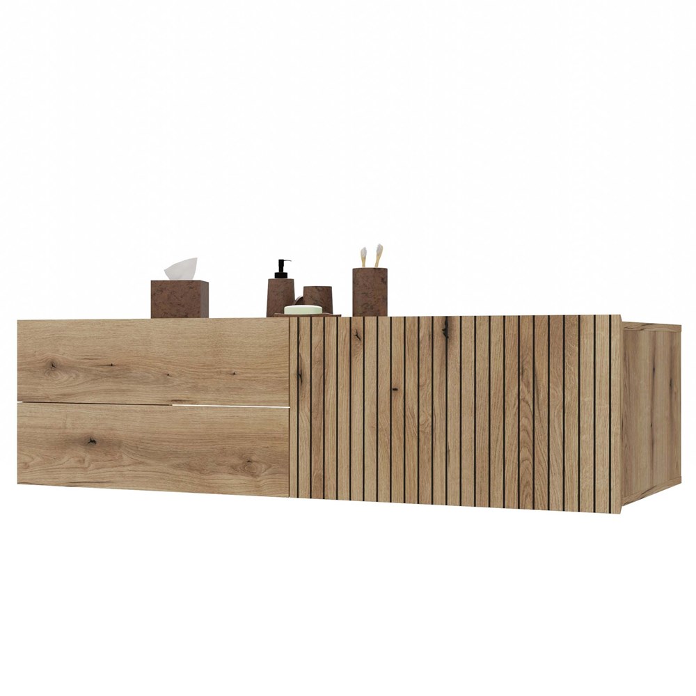 Skříň pod umyvadlo Tigo 1D2S Dub Evoke 140 CM 2 zásuvky rýhované vysouvací čelo