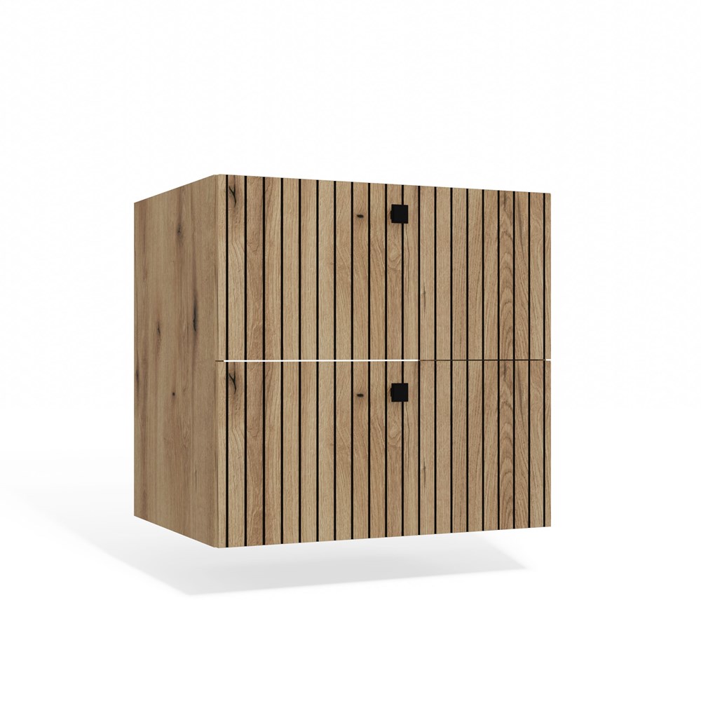 Skříň pod umyvadlo Tigo 60 2S Dub Evoke 2 zásuvky rýhované vysouvací čelo