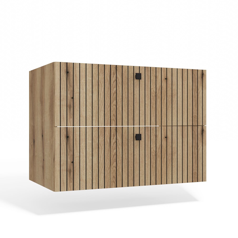 Skříň pod umyvadlo Tigo 80 2S Dub Evoke 2 zásuvky drážkované čelo