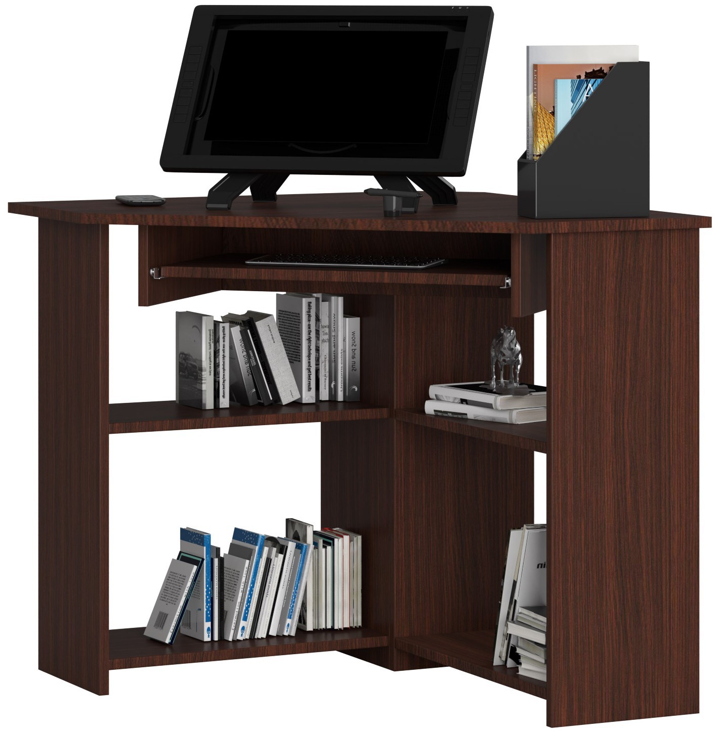 Rohový počítačový stůl Ted wenge