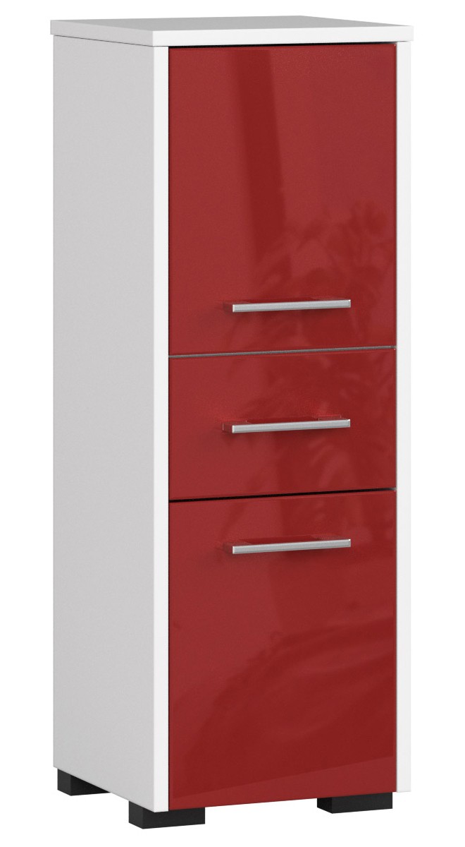 Koupelnová skříňka Fin 30 2D1SZ bílá/červený lesk