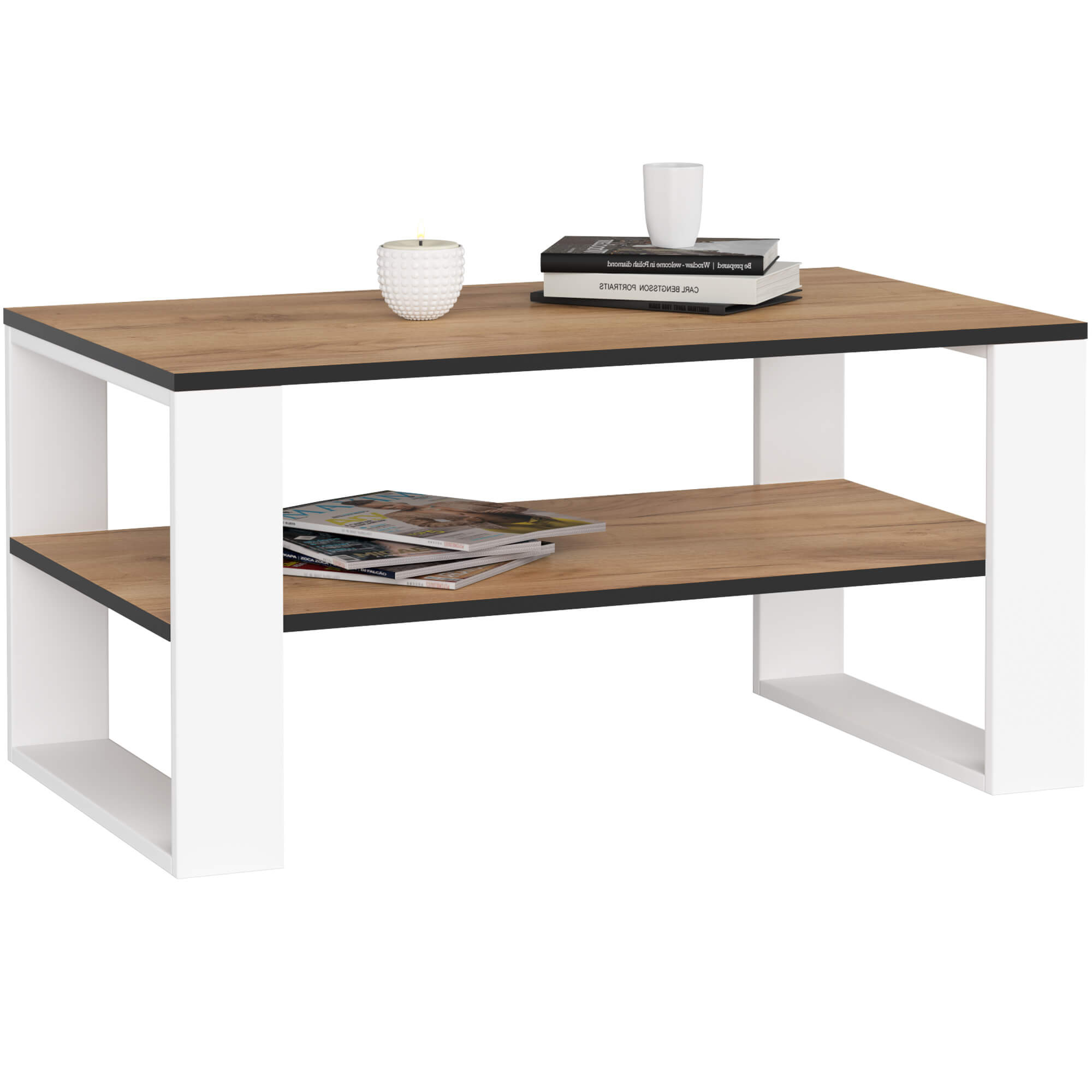 Konferenční stolek Alex dub craft/bílá