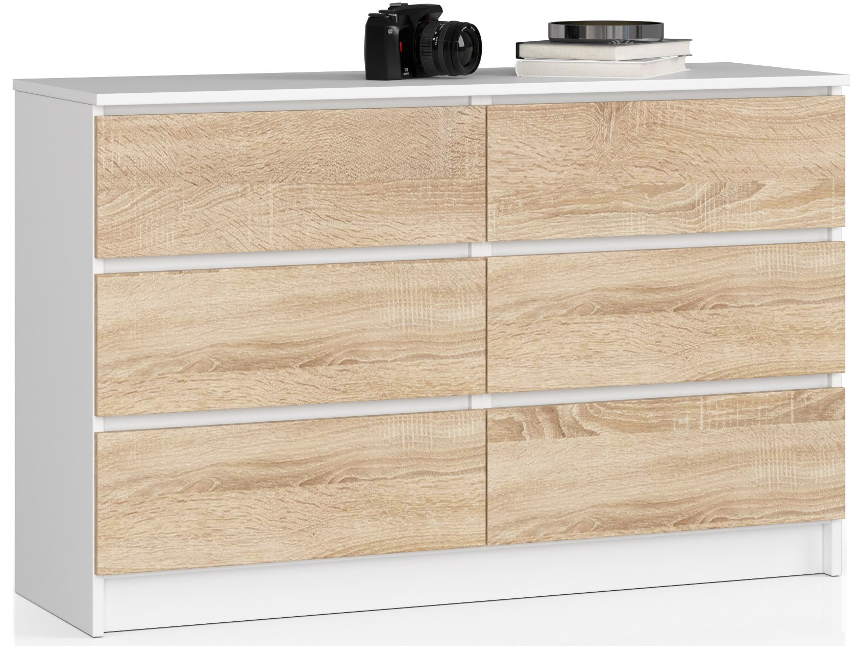 Komoda K120 6SZ bílá/dub sonoma