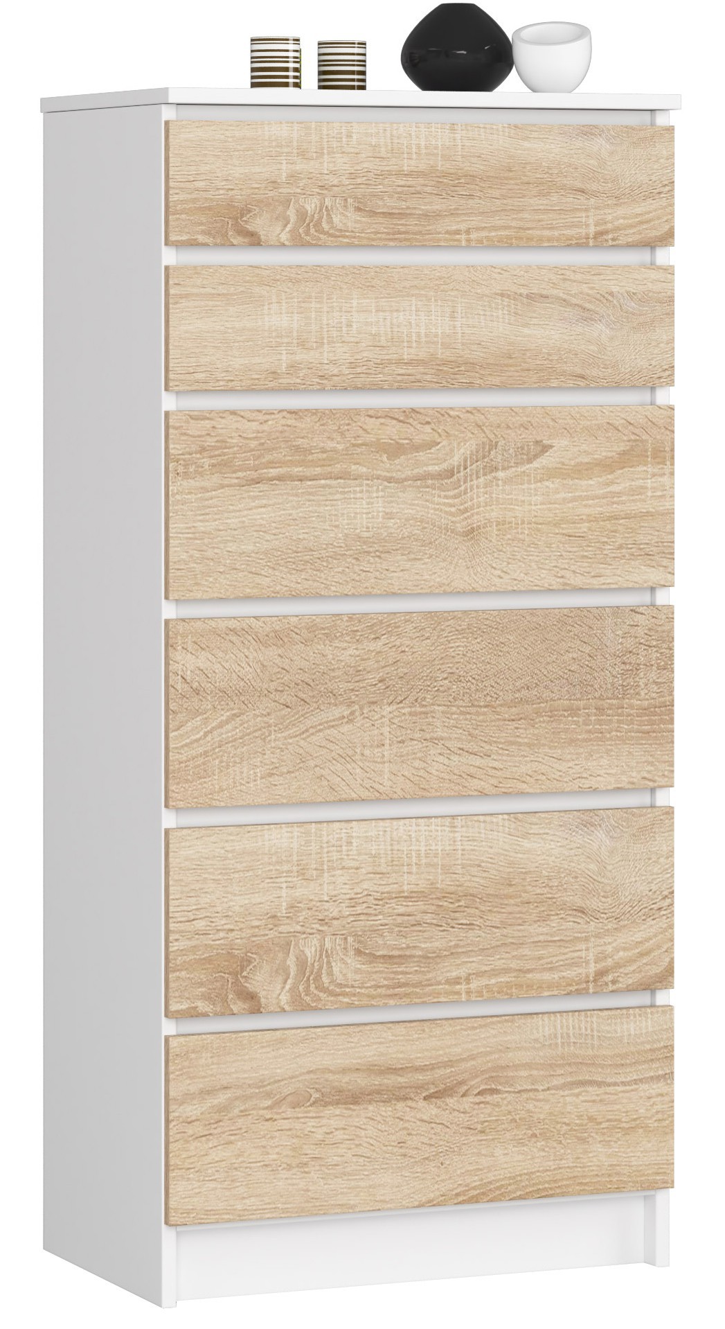 Komoda K60 6SZ bílá/dub sonoma