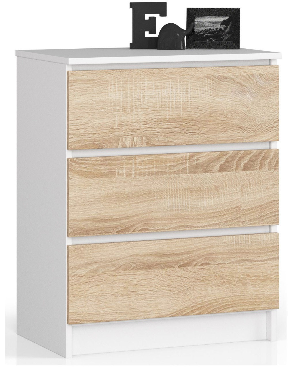 Komoda K60 3SZ bílá/dub sonoma