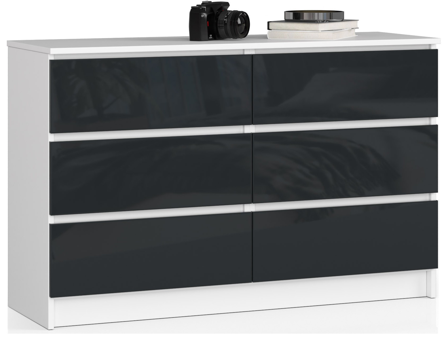 Komoda K120 6SZ bílá/grafitový lesk