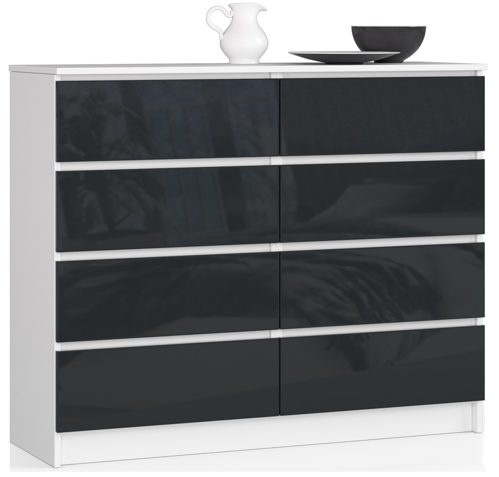 Komoda K120 8SZ bílá/grafitový lesk