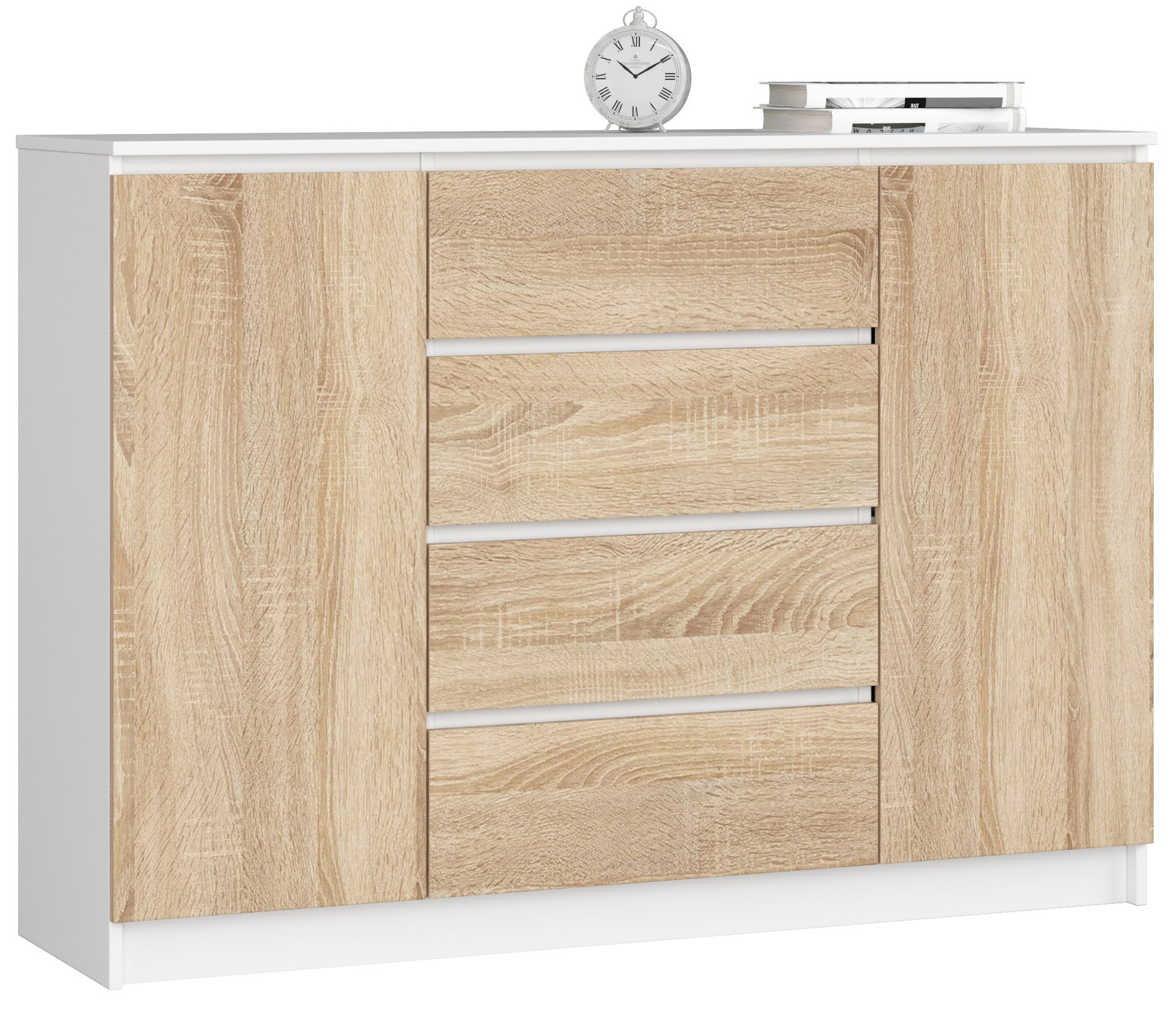 Komoda K140 2D4SZ bílá/dub sonoma