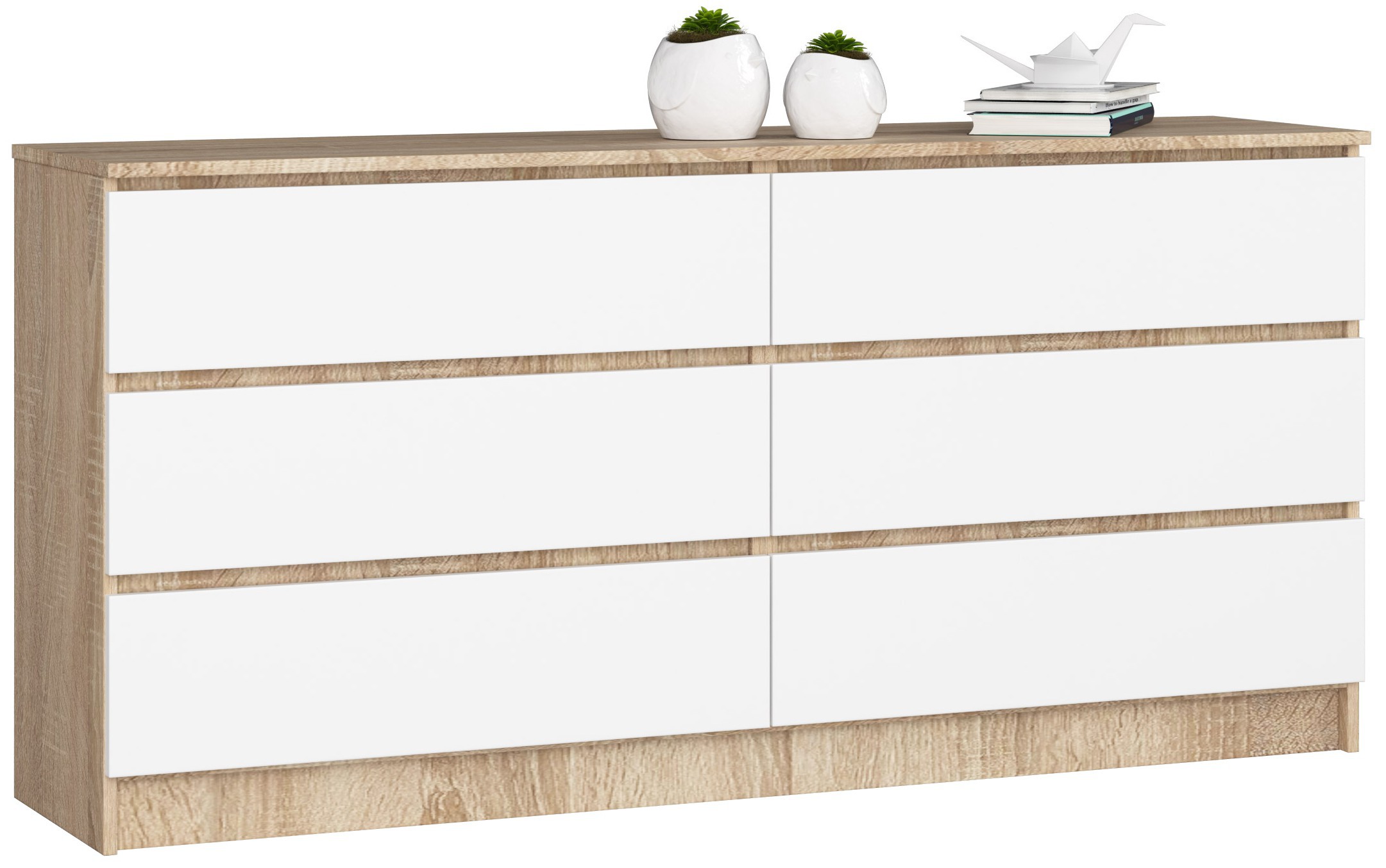 Komoda K160 6SZ dub sonoma/bílá