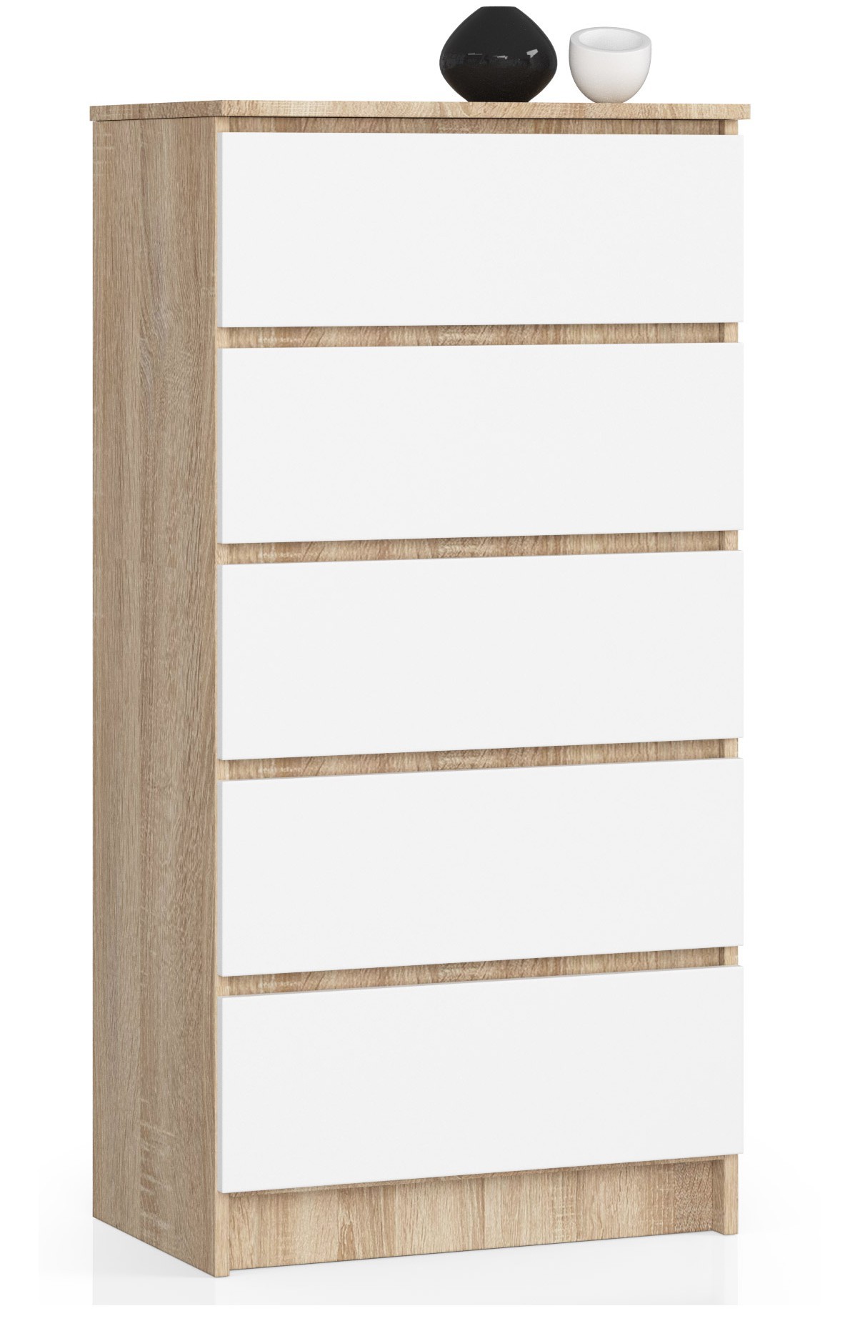 Komoda K60 5SZ dub sonoma/bílá