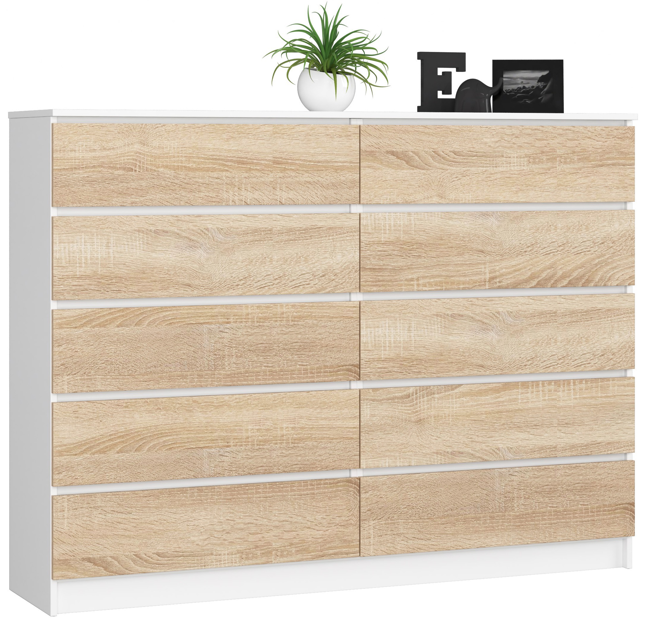 Komoda K160 10SZ bílá/dub sonoma