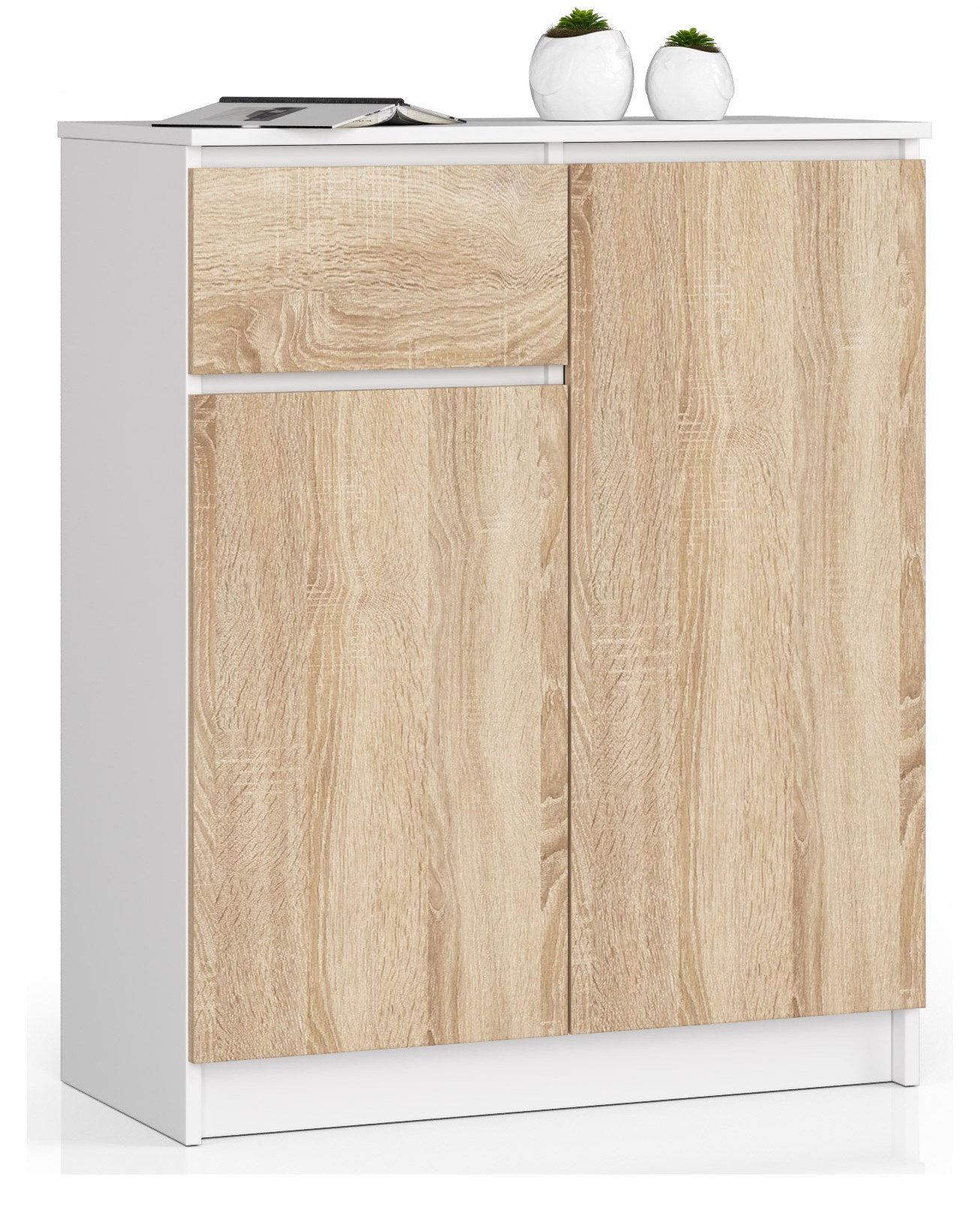 Komoda K80 2D1SZ bílá/dub sonoma