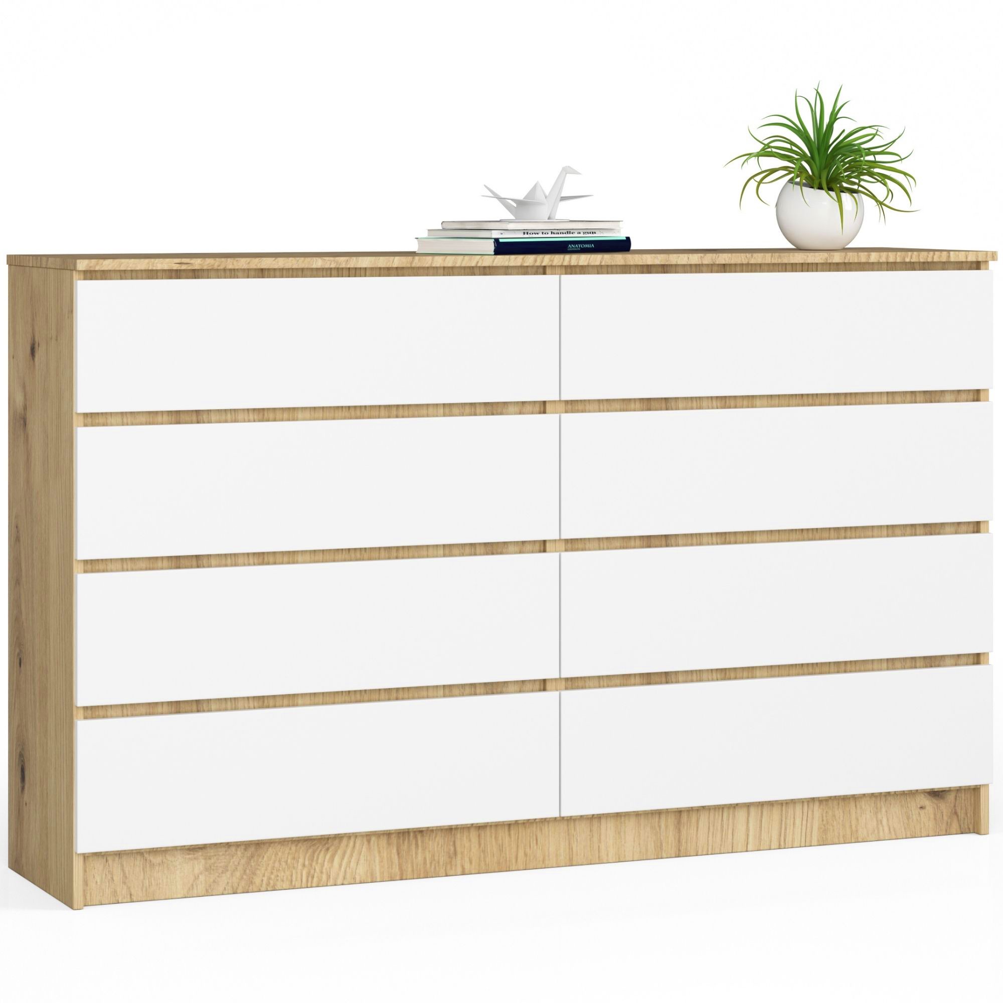 Komoda K160 8SZ dub artisan/bílá
