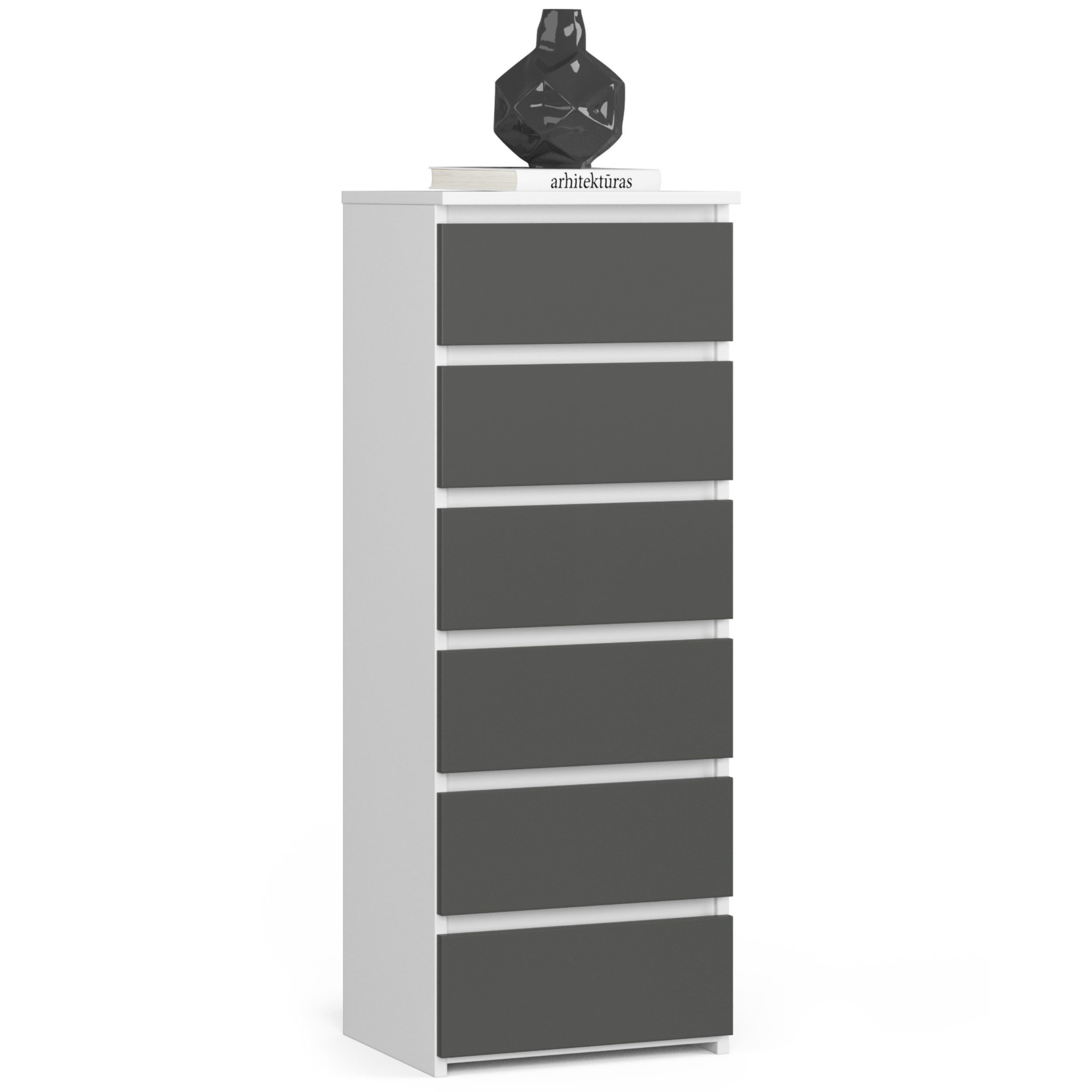 Komoda CL6 bílá/grafitová šedá